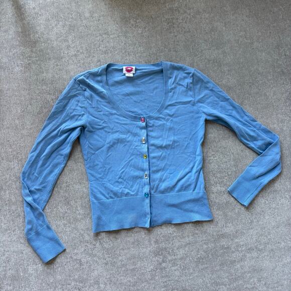 FIORUCCI Sweaters - Fiorucci Baby Blue Embellished Jewel Cardigan